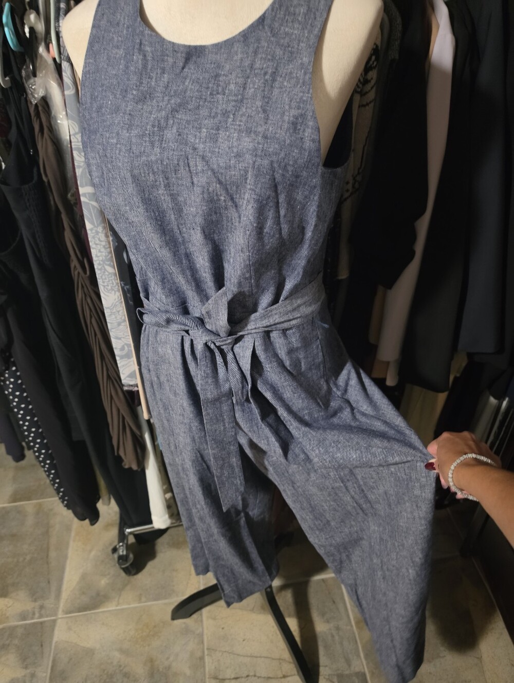 Banana Republic Sleeveless Chambray-Style Jumpsuit - Blue